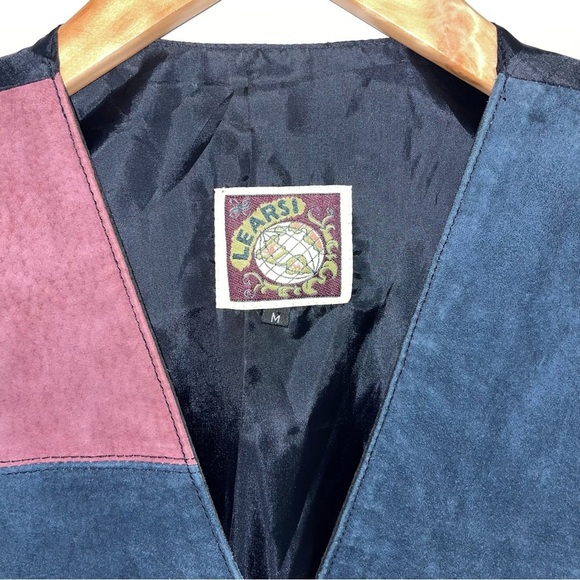 Learsi Leather Vest Men's Size Medium Red Blue Black Vintage Patchwork Lined - Picture 4 of 6